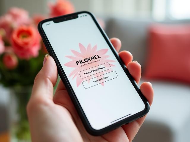 Customer using a smartphone to manage their floral subscription