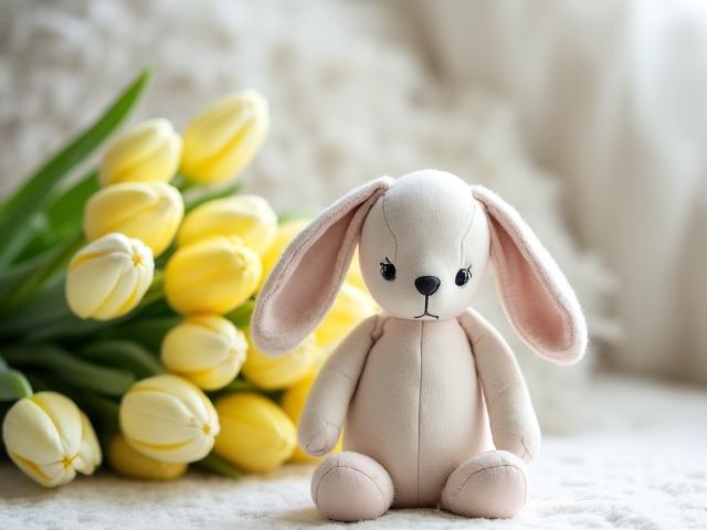 New Baby Bundle: Pastel flowers and organic cotton plushie